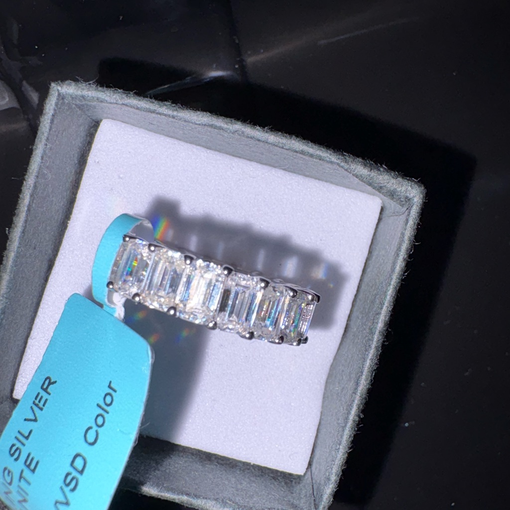 Elegant Sterling Silver And Moissanite Ring Size #6